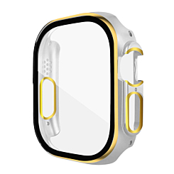 iWatch 49mm Shinny Hard PC Bumper Case - WHITE & GOLD (Only Ground Shipping)