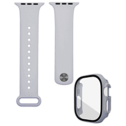 iWatch 49mm Silicone Soft Band & Bumper Case with Tempered Glass - GRAY (Only Ground Shipping)