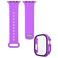 iWatch 49mm Silicone Soft Band & Bumper Case with Tempered Glass - LIGHT PURPLE (Only Ground Shipping)