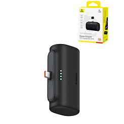 BASEUS Compact Fast Charging Power Bank USB-C with USB-C Charging Cable (20W) (CLUSTER BLACK) (5000 mAh) (Only Ground Shipping)