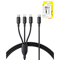 BASEUS Silky One-for-Three Fast Charging Cable USB-C to M+L+C (5ft) (100W) (COSMIC BLACK) (Only Ground Shipping)