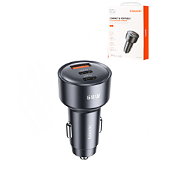 Toocki PD USB C+C+A Car Charger (BLACK) (65W) (Only Ground Shipping)