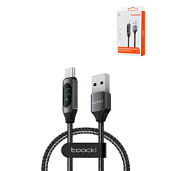 Toocki USB A-C Fast Charging Data Cable with Display (BLACK) (66W) (3ft) (Only Ground Shipping)