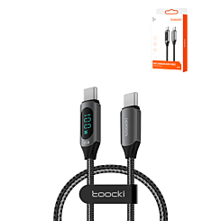 Toocki USB C-C Super Fast Charging Data Cable with Display (BLACK) (100W) (3ft) (Only Ground Shipping)