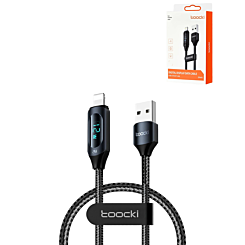 Toocki USB A-L Non-MFI Fast Charging Data Cable with Display (BLACK) (12W) (3ft) (Only Ground Shipping)