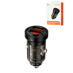 Toocki PD USB A+A Transparent Car Charger (BLACK) (30W) (Only Ground Shipping)