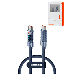 Toocki USB C-C Super Fast Charging Data Cable with Display (BLUE) (100W) (3ft) (Only Ground Shipping