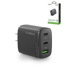 Esoulk EA18 Dual USB-C + USB-A Fast Wall Charger (BLACK) (40W) (Only Ground Shipping)