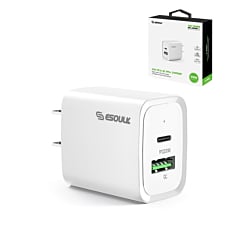 Esoulk USB C+A PD/QC Wall Adapter (20W) (WHITE) (Only Ground Shipping)