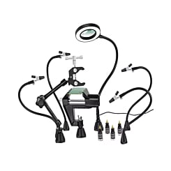 Magnetic Helping Hands Soldering PCB Circuit Board Holder with 3X LED Magnifying Lamp 360 Hot Air Gun Holder Extra Large & Heavy Duty Base Plate for Soldering Station (Only Ground Shipping)