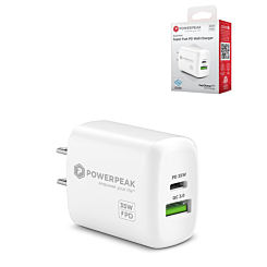PowerPeak PD Wall Dual A+C Port Charger - (WHITE) (35W)