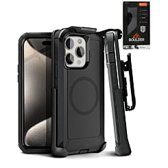 xBase by PowerPeak -  Boulder MagSafe Heavy-Duty Co-Molded Rugged Protective Case withBelt Clip Holster - (BLACK) for iPhone 16 Pro (Only Ground Shipping)