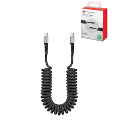 PowerPeak USB C-C Coiled Charging & Sync Cable (GRAY) (4ft) (Only Ground Shipping)