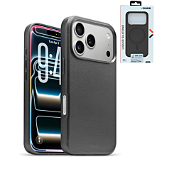 xBase by PowerPeak - Leather Magsafe Case for iPhone 17 Pro - (BLACK) (Only Ground Shipping)