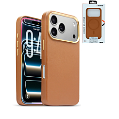 xBase by PowerPeak - Leather Magsafe Case for iPhone 17 Pro - (BROWN) (Only Ground Shipping)