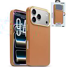 xBase by PowerPeak - Leather Magsafe Case for iPhone 17 Pro Max - (BROWN) (Only Ground Shipping)