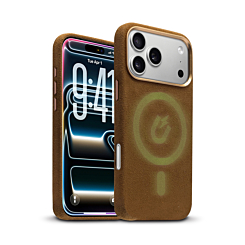 xBase by PowerPeak - Suede MagSafe Case for iPhone 17 Pro - (BROWN) (Only Ground Shipping)
