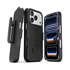 xBase by PowerPeak -  Duraclip Series Combo Case MagSafe Belt Clip Holster - (BLACK) for iPhone 17 Pro (Only Ground Shipping)