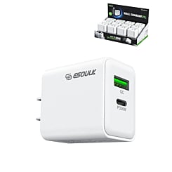 Esoulk PD & QC Wall Charger (WHITE) (20W) (Pack of 12) (Only Ground Shipping)