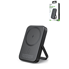 Esoulk Foldable Magnetic Wireless Power Bank with Foldable Stand (5000 mAh / 15W) (BLACK) (Only Ground Shipping)