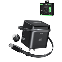 Esoulk Wall Charger Built-in Retractable with USB C Cable (BLACK) (65W) (Only Ground Shipping)