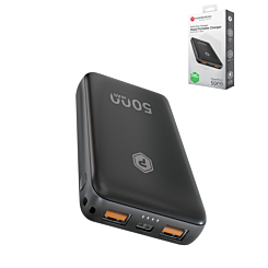 PowerPeak Dual USB Charging Ports Power Bank (BLACK) (5000 mAh) (Only Ground Shipping)