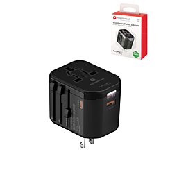 PowerPeak Universal Power Adapter with USB-C & USB-A Ports (30W) - (BLACK) (Only Ground Shipping)