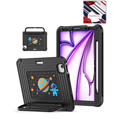 Kids SpaceGrip Tablet Case with Handle Stand (BLACK) for iPad 10 2022 (10.9") / iPad 11 (A16) / Air 11 (2024/2025/2026) / Air 4 / Air 5 / Pro 11 (All Models) (Only Ground Shipping)