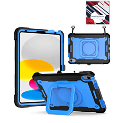 Full Body Protection Case with Square Kickstand (BLACK & BLUE) for iPad 10 2022 (10.9") / iPad 11 (A16) / Air 11 (2024/2025/2026) / Air 4 / Air 5 / Pro 11 (All Models) (Only Ground Shipping)