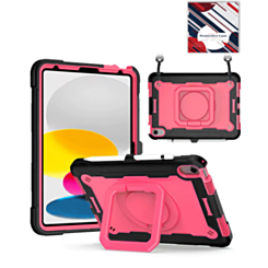 Full Body Protection Case with Square Kickstand (BLACK & HOT PINK) for iPad 10 2022 (10.9") / iPad 11 (A16) / Air 11 (2024/2025/2026) / Air 4 / Air 5 / Pro 11 (All Models) (Only Ground Shipping)