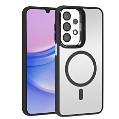 Thin Magnetic Clear Case with Camera Stand Kickstand - BLACK for Galaxy A13 (Only Ground Shipping)