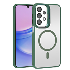 Thin Magnetic Clear Case with Camera Stand Kickstand - DARK GREEN for Galaxy A13 (Only Ground Shipping)