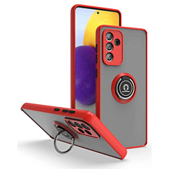 Galaxy A13 5G Hard PC Rear / Soft TPU Colorful Border Case with I - ring Holder - RED (Only Ground Shipping)