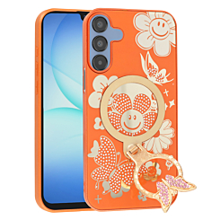 Luxury Diamond Shiny Cases with Butterfly Ring Design - ORANGE for Galaxy A15 5G (Only Ground Shipping)
