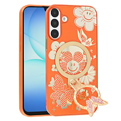Luxury Diamond Shiny Cases with Butterfly Ring Design - ORANGE for Galaxy A16 5G (Only Ground Shipping)