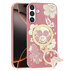 Luxury Diamond Shiny Cases with Butterfly Ring Design - ROSE GOLD for Galaxy A16 5G (Only Ground Shipping)