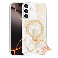 Luxury Diamond Shiny Cases with Butterfly Ring Design - WHITE for Galaxy A16 5G (Only Ground Shipping)
