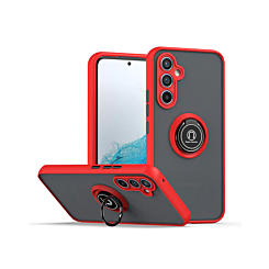 Galaxy A34 5G Hard PC Rear / Soft TPU Colorful Border Case with I-ring Holder - RED (Only Ground Shipping)