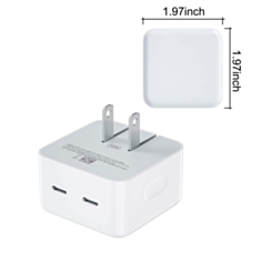 Dual USB-C Port Compact Power Adapter (WHITE) (35W) (Only Ground Shipping)