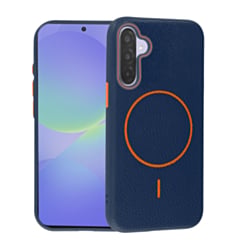 Magnetic Leather Soft Cases (WAYNE BLUE & ORANGE) for Galaxy A36 (Only Ground Shipping)