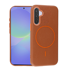 Magnetic Leather Soft Cases (GOLDEN BROWN) for Galaxy A36 (Only Ground Shipping)
