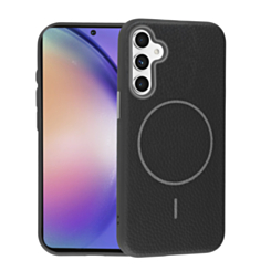 Magnetic Leather Soft Cases (BLACK) for Galaxy A54 (Only Ground Shipping)
