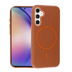 Magnetic Leather Soft Cases (GOLDEN BROWN) for Galaxy A54 (Only Ground Shipping)