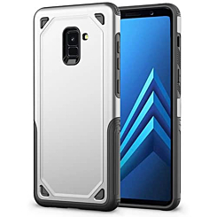 Armor Dual Layer Impact Shockproof Cover-SILVER for Galaxy A8 Plus 2018 (Only Ground Shipping)