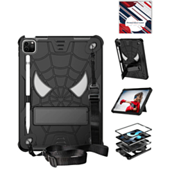 Rugged SpiderGrip Tablet Case with Kickstand & Shoulder Strap (BLACK) for iPad Air 4 / Air 5 / Pro 11 (1st / 2nd / 3rd / 4th) (Only Ground Shipping)