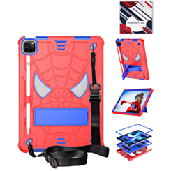 Rugged SpiderGrip Tablet Case with Kickstand & Shoulder Strap (RED & BLUE) for iPad Air 4 / Air 5 / Pro 11 (1st / 2nd / 3rd / 4th) (Only Ground Shipping)