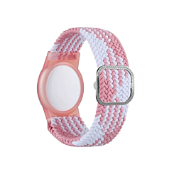 Airtag Wristband Nylon Watch Band - PINK WHITE (Only Ground Shipping)