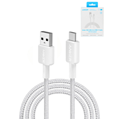 Anker 322 Braided USB A-C Braided Charging Cable (10ft) (WHITE) (Only Ground Shipping)
