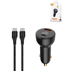 LDNIO C101 Dual USB A+C Car Charger with USB C-C Cable (3ft) (100W) (GRAY) (Only Ground Shipping)