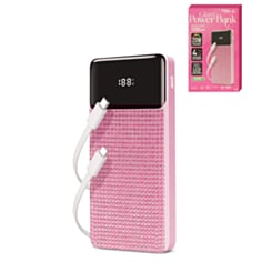 Brookstone Rapid Charging Power Bank with Lcd Battery Display & Built in Cable (PINK) (10000mAh) (Only Ground Shipping)
